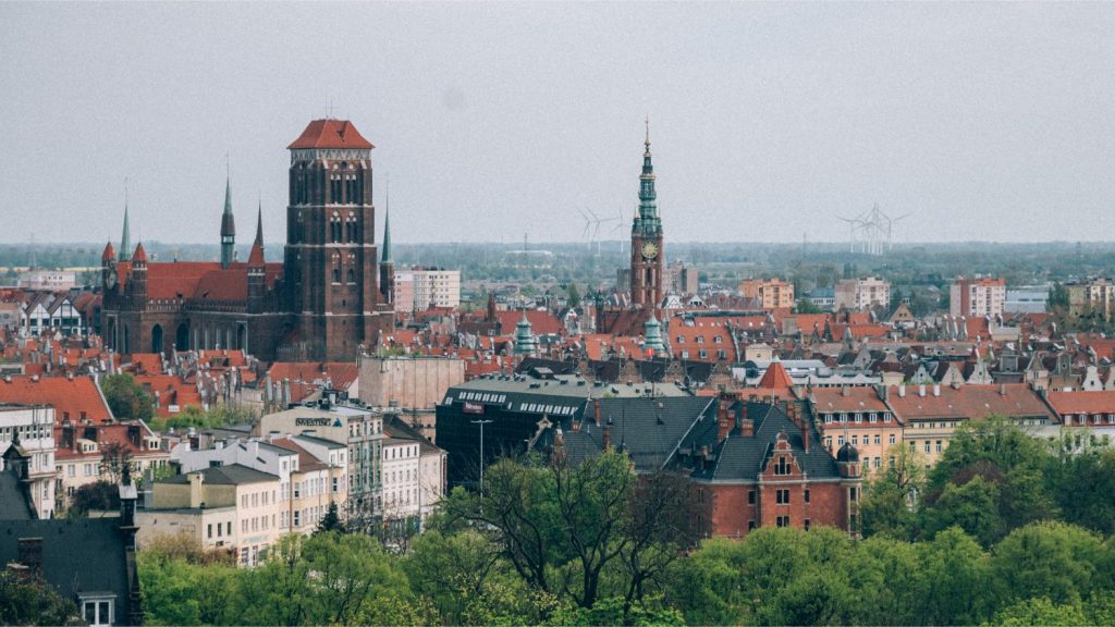 Old town Gdansk, Poland, view to St. Mary's Church