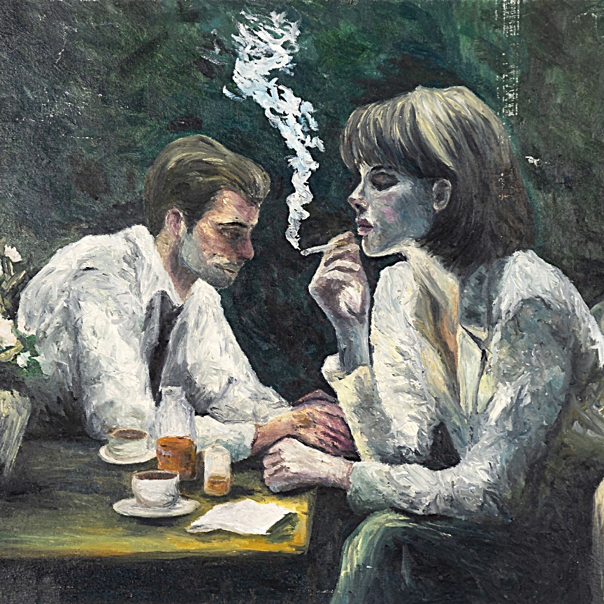 Oil painting of a couple during an argument
